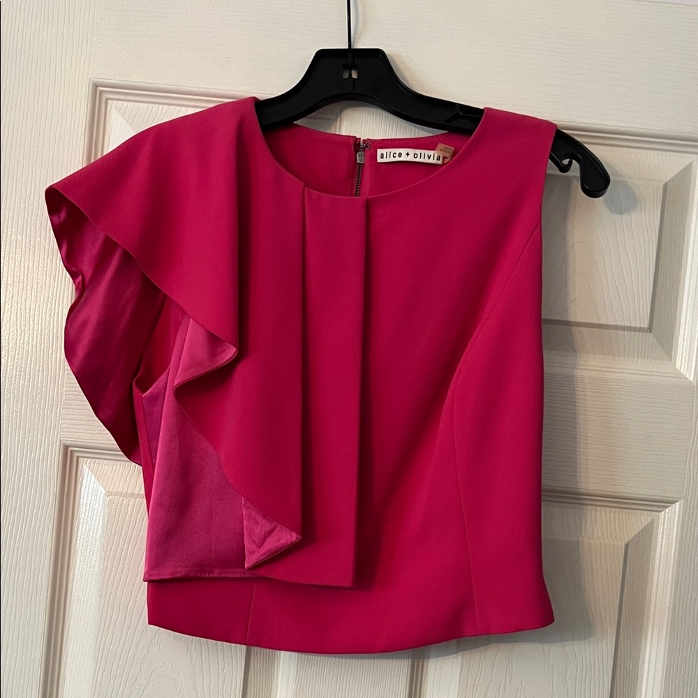 Alice + Olivia Fuchsia Ruffle Sleeve Blouse